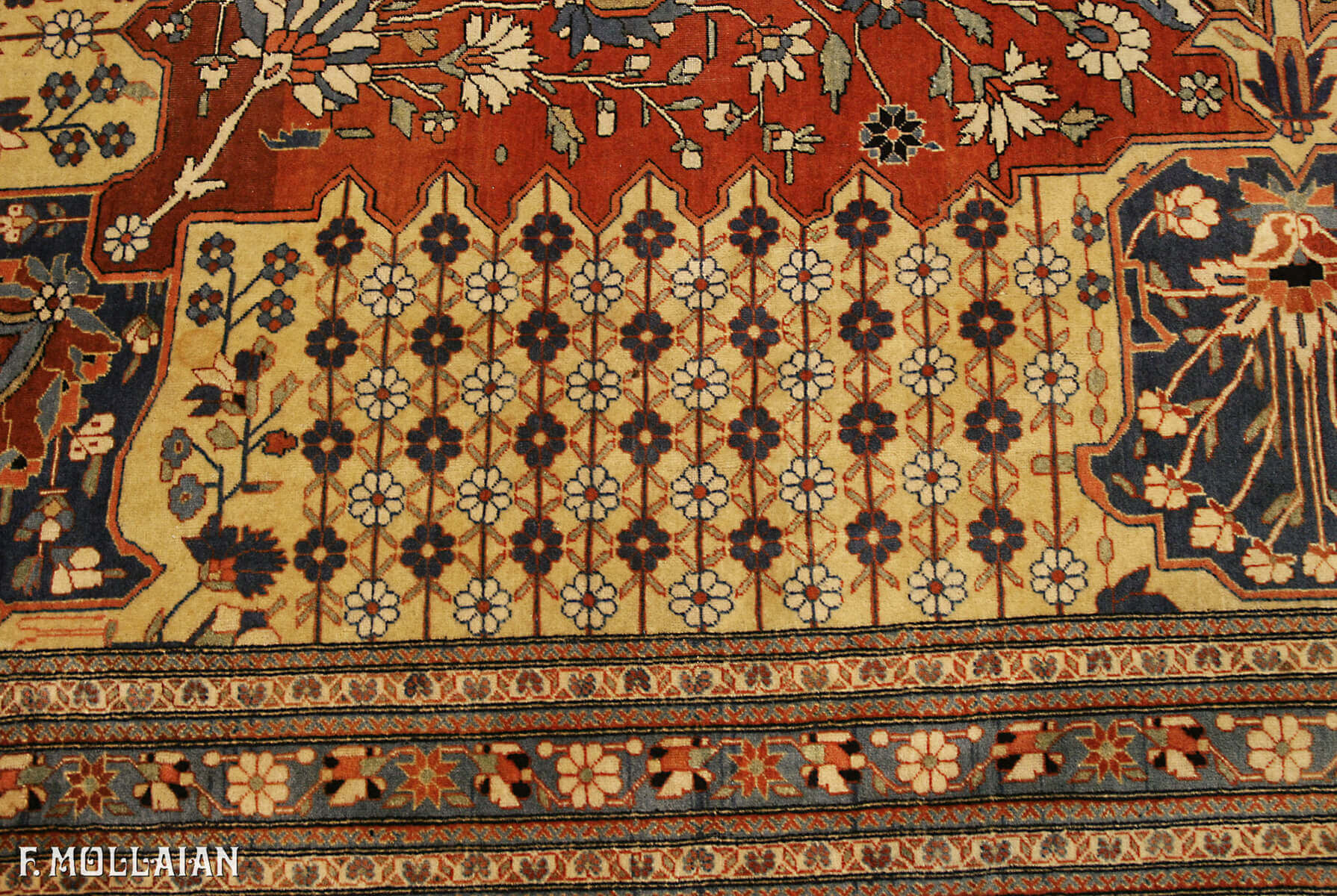 Tappeto Molto Grande Persiano Antico Kashan Mohtasham n°:36868895